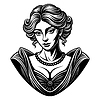 Classic woman bust avatar in engraving style.