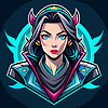 Retrato futurista de guerrera en estilo vibrante | Ilustración vectorial