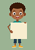 Vector clipart: Cute little boy holding blank placard or poster.