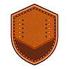 Vector clipart: Leather label with grungy texture and seam. Brown