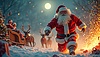 Santa Claus jumping and dancing with sleigh and | Stock Illustration