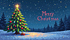 Weihnachtsszene mit Tannenbaum im Urlaub | Stock Illustration