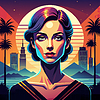 Confident woman avatar with retro hairstyle in