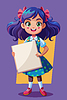 Cute little girl holding blank placard or poster.