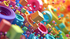 Abstract background with colorful 3D shapes | Stock Illustration