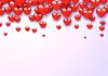 Valentine`s Day greeting card with red hearts flyin
