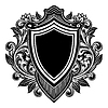Геральдический щит с королевским растительным орнаментом. | Векторный клипарт