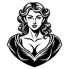 Classic woman bust avatar in engraving style.