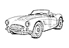 Coche deportivo retro abstracto en tinta blanca y negra | Ilustración vectorial