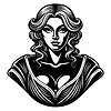 Classic woman bust avatar in engraving style.