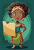 Vector clipart: Cute little girl holding blank placard or poster.