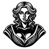 Vector clipart: Classic woman bust avatar in engraving style.