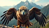 Majestic eagle wearing glasses against mountain | Stock Illustration
