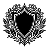 Геральдический щит с королевским растительным орнаментом. | Векторный клипарт
