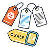 Vector clipart: Set of colorful blank price tags and labels