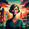 Confident woman avatar with retro hairstyle in