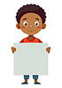 Vector clipart: Cute little boy holding blank placard or poster.