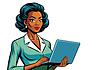 Vector clipart: Girl with laptop and suit in retro comic style and