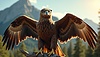 Majestätischer Adler mit Brille gegen Berg | Stock Illustration