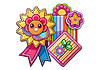 Award badge with ribbon for child. Playful kids
