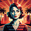 Confident woman avatar with retro hairstyle in