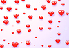 Valentine`s Day greeting card with red hearts flyin