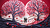 Photo 300 DPI: Silhouette of couple in romantic heart-shaped