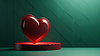 3D red heart sculpture on green background with sof | Stock Illustration