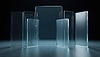 Abstract arrangement of transparent glass panels | Stock Illustration