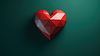 3D red heart sculpture on green background with sof | Stock Illustration