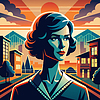 Confident woman avatar with retro hairstyle in