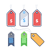 Vector clipart: Set of colorful blank price tags and labels