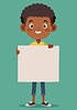 Vector clipart: Cute little boy holding blank placard or poster.