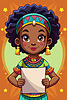 Vector clipart: Cute little girl holding blank placard or poster.