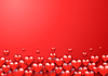 Valentine`s Day greeting card with red hearts flyin
