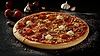 Deliciosa pizza con pepperoni, tomates y garli | Ilustración