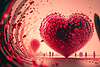 Valentine`s Day celebration surreal 3D scene with | Stock Illustration