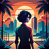 Стильная женщина, любующаяся закатом вместе с tropica