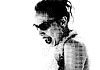 Old school pixel portrait of woman in early compute