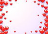 Valentine`s Day greeting card with red hearts flyin