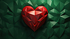 3D red heart sculpture on green background with sof | Stock Illustration