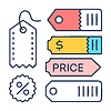 Vector clipart: Set of colorful blank price tags and labels