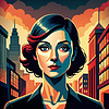 Confident woman avatar with retro hairstyle in