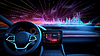 Futuristic car dashboard with graphs and bars for | Stock Illustration