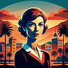 Confident woman avatar with retro hairstyle in
