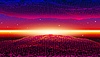 Retro low poly grid landscape with polygonal