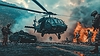 Военный вертолет приземляется посреди насыщенного событиями | Иллюстрация