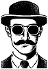 Vector clipart: Vintage gentleman with top hat and mustache, drawn