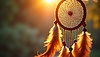Dreamcatcher with colorful feathers and intricate | Stock Illustration