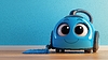 Photo 300 DPI: Cute blue cartoon vacuum cleaner with big glossy